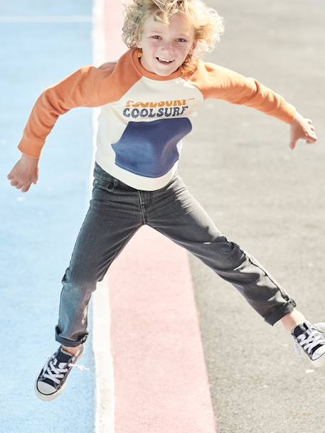 Jean garçon droit indestructible waterless DENIM BRUT+denim gris+STONE - vertbaudet enfant 