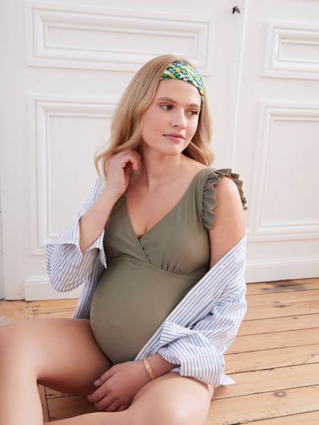 1-delig badpak voor tijdens en na de zwangerschap olijf - vertbaudet enfant 