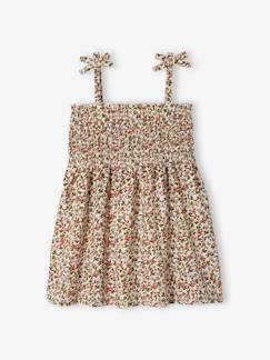 Meisje-Meisjeshemd met smokwerk en bloemenprint