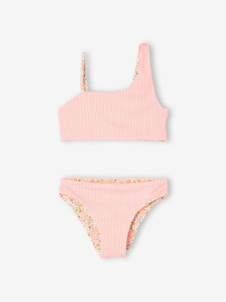 Maillot de bain 2 pièces réversible fille corail - vertbaudet enfant 