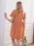 Robe gaze de coton brodé grossesse et allaitement terracotta - vertbaudet enfant 