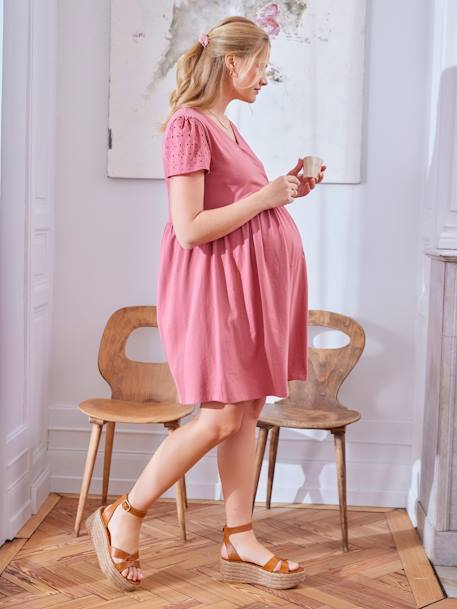 Wikkeljurk voor de zwangerschap en borstvoeding oudroze - vertbaudet enfant 