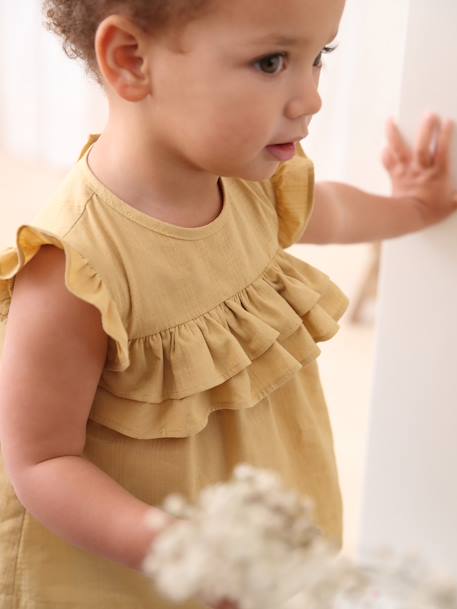 Blouse bébé à volants jaune pâle - vertbaudet enfant 