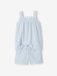 Meisje-Pyjama, pyjamapakje-Gestreepte pyjamashort voor meisjes