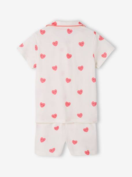 Pyjamashort met hartjes en 'Bisou' opschrift voor meisjes ecru - vertbaudet enfant 