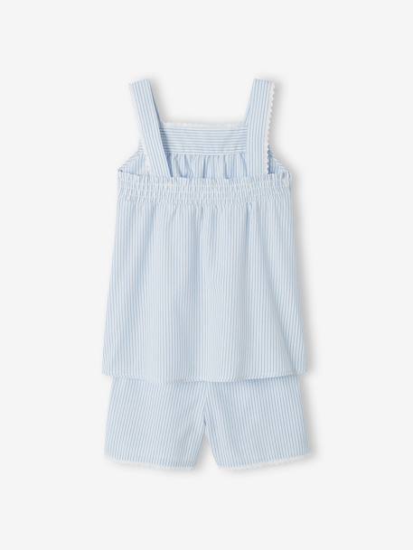 Gestreepte pyjamashort voor meisjes blauw, gestreept - vertbaudet enfant 