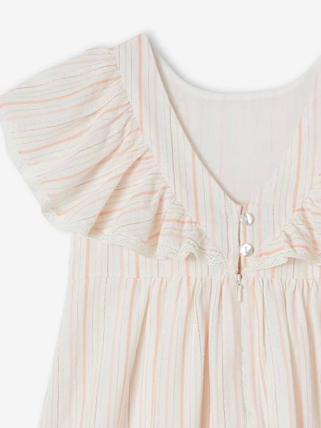 Robe cérémonie rayée fil brillant fille écru - vertbaudet enfant 