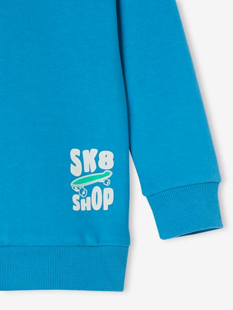 Sportsweater met capuchon en groot motief achterop jongens azuurblauw - vertbaudet enfant 