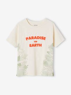 -T-shirt met exotische motieven en opschrift in zwelinkt voor jongens