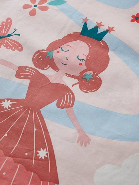 Parure housse de couette + taie d'oreiller enfant ABC PRINCESSE mauve - vertbaudet enfant 