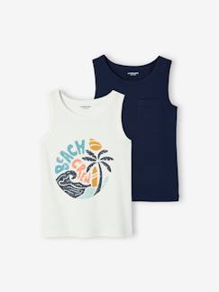 Jongens-T-shirt, poloshirt, souspull-T-shirt-Set van 2 onderhemden voor jongens thema palmboom