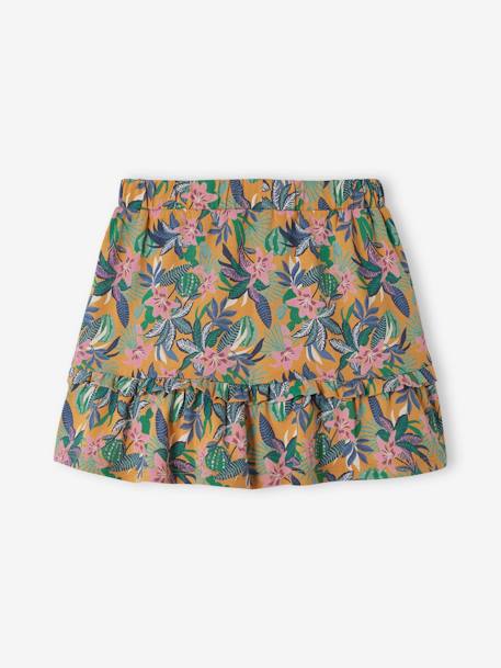 Jupe à volant motifs exotiques fille moutarde - vertbaudet enfant 