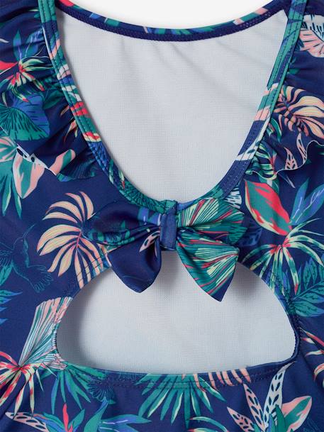 Maillot de bain 1 pièce imprimé tropical fille marine - vertbaudet enfant 