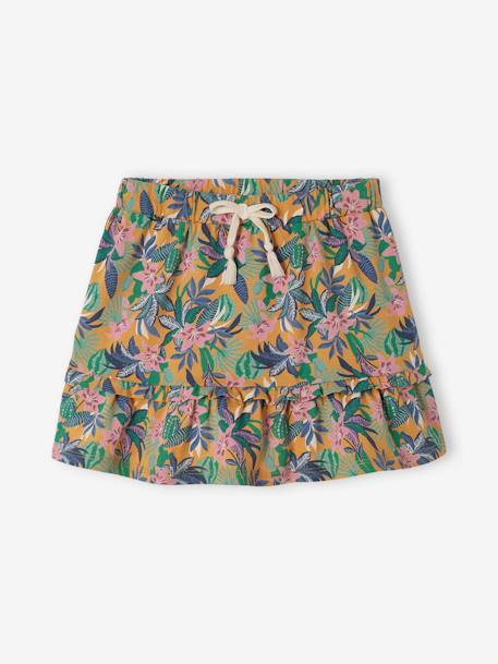 Jupe à volant motifs exotiques fille moutarde - vertbaudet enfant 