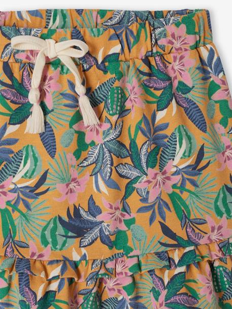 Jupe à volant motifs exotiques fille moutarde - vertbaudet enfant 