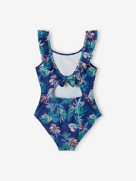 Maillot de bain 1 pièce imprimé tropical fille marine - vertbaudet enfant 