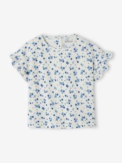 Baby-T-shirt, coltrui-Baby T-shirt met bloemen in pointelle-breisel