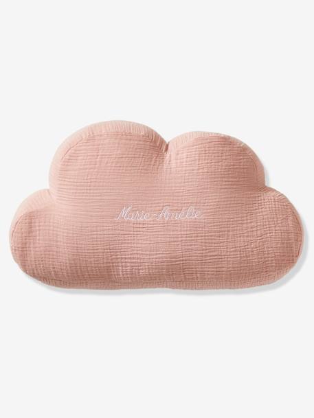 Coussin nuage en gaze de coton personnalisable bleu grisé+cannelle+écru+rose poudré - vertbaudet enfant 