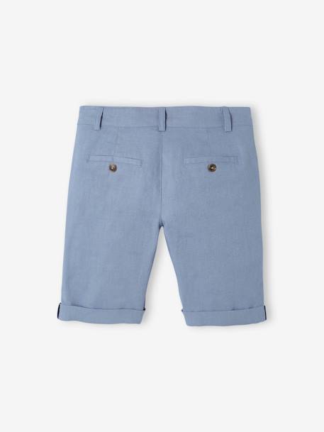 Bermuda garçon cérémonie en coton/lin beige+beige clair+bleu+marine foncé+vert sauge - vertbaudet enfant 