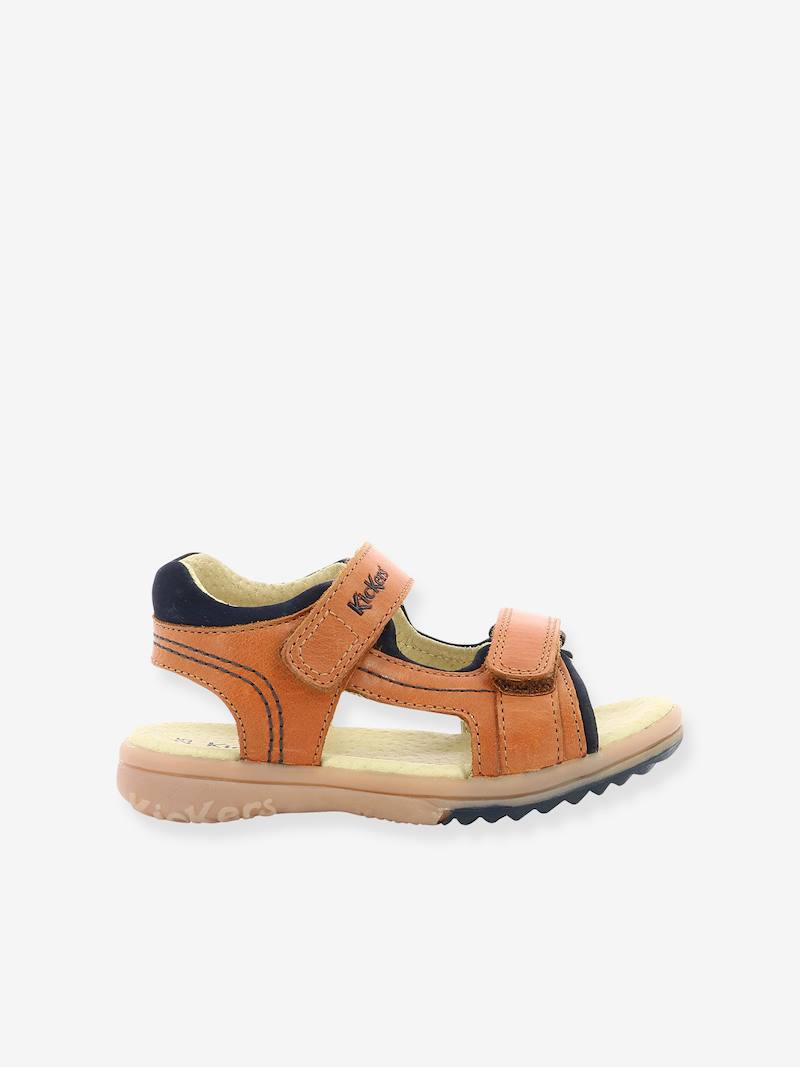 Sandales Garçon Kickers Platino - Cuir - Bout Ouvert - Scratch