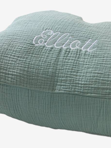 Coussin nuage en gaze de coton personnalisable bleu grisé+cannelle+écru+vert sauge - vertbaudet enfant 