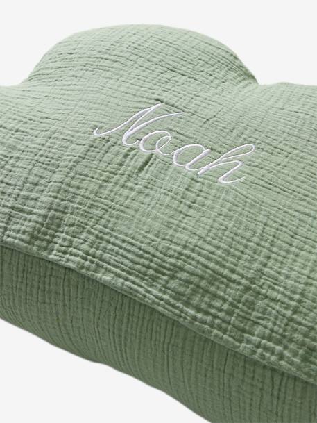 Coussin nuage en gaze de coton personnalisable bleu grisé+cannelle+écru+vert sauge - vertbaudet enfant 