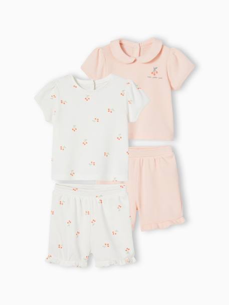 Set van 2 baby pyjama's 2 stuks honingraat lichtroze - vertbaudet enfant 