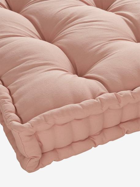 Matras in futon-stijl grijsblauw+kaneel+roze (poederkleur)+rozen+saliegroen - vertbaudet enfant 