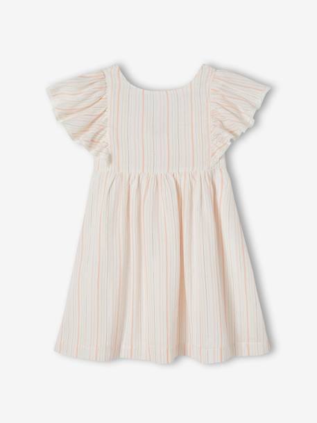 Robe cérémonie rayée fil brillant fille écru - vertbaudet enfant 