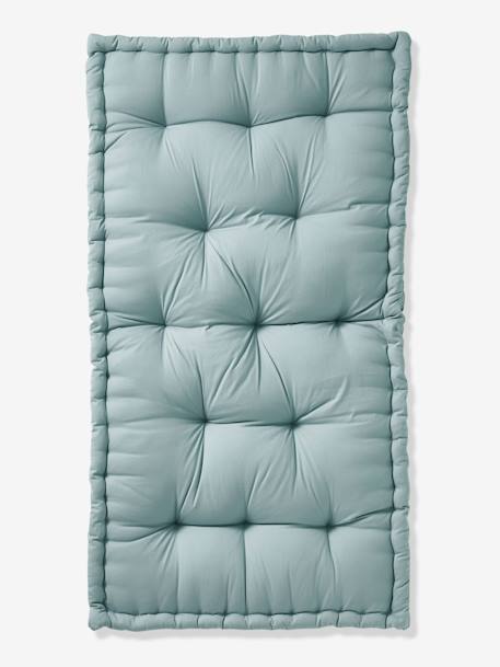 Matras in futon-stijl grijsblauw+kaneel+roze (poederkleur)+rozen+saliegroen - vertbaudet enfant 