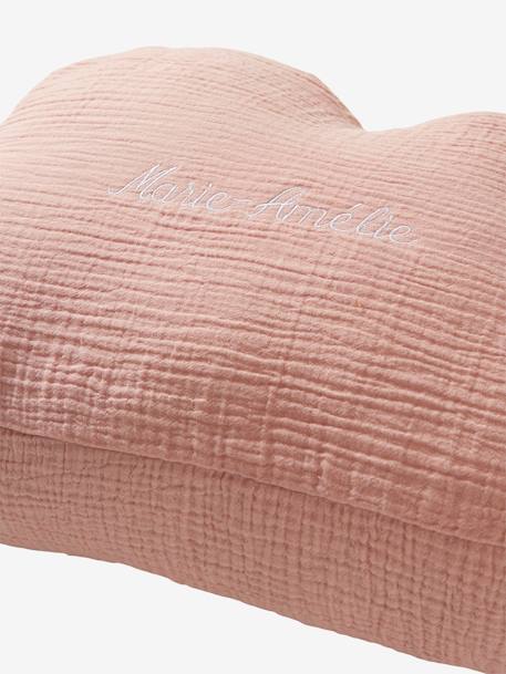 Coussin nuage en gaze de coton personnalisable bleu grisé+cannelle+écru+rose poudré - vertbaudet enfant 