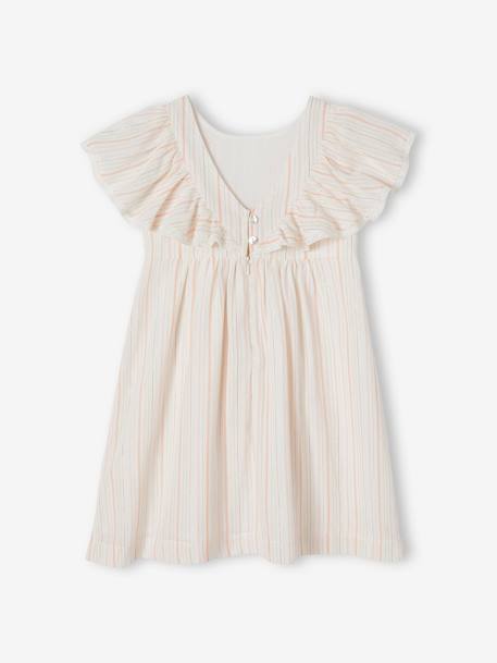 Robe cérémonie rayée fil brillant fille écru - vertbaudet enfant 