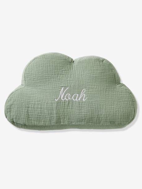 Coussin nuage en gaze de coton personnalisable bleu grisé+cannelle+écru+vert sauge - vertbaudet enfant 