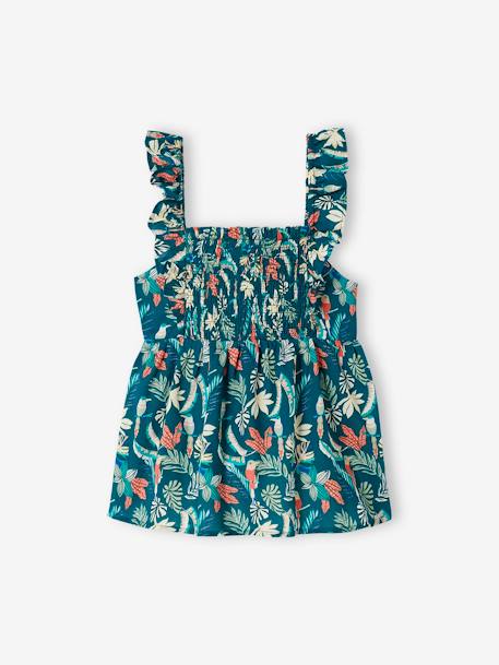 Blouse smockée à bretelles volantées fille vert - vertbaudet enfant 