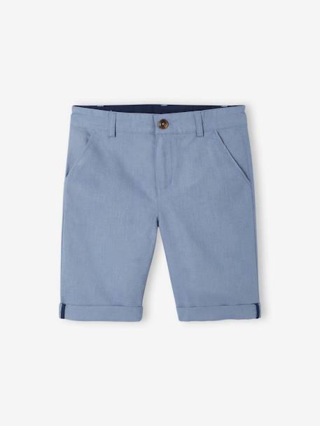 Bermuda garçon cérémonie en coton/lin beige+beige clair+bleu+marine foncé+vert sauge - vertbaudet enfant 