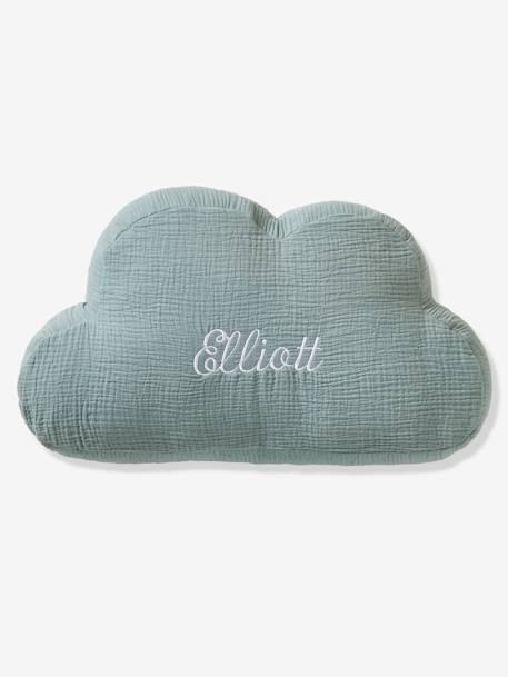 Personaliseerbaar kussen van katoengaas Wolk ecru+grijsblauw+kaneel+roze (poederkleur) - vertbaudet enfant 