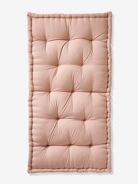 Matras in futon-stijl grijsblauw+kaneel+roze (poederkleur)+rozen+saliegroen - vertbaudet enfant 