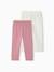 Lot de 2 leggings fille mi-mollets gris chiné+mauve+vert émeraude - vertbaudet enfant 