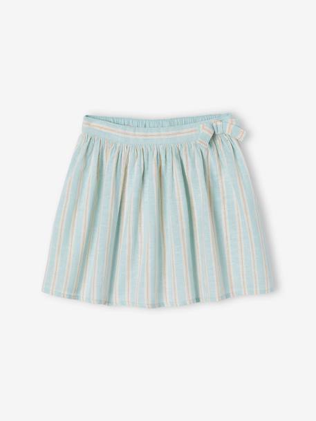 Jupe rayée fil brillant fille en coton/lin bleu pâle - vertbaudet enfant 