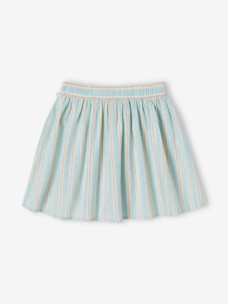 Jupe rayée fil brillant fille en coton/lin bleu pâle - vertbaudet enfant 