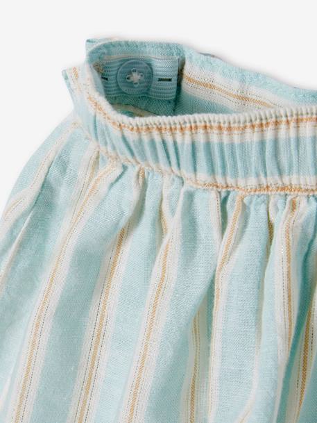 Jupe rayée fil brillant fille en coton/lin bleu pâle - vertbaudet enfant 