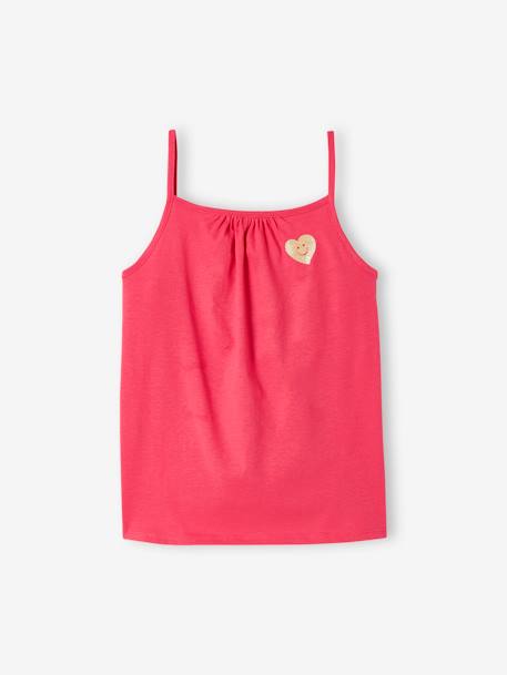 Lot de 3 débardeurs fille à fines bretelles écru+framboise+vert sauge - vertbaudet enfant 