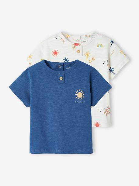 Lot de 2 Tee-shirts 'soleil' bébé manches courtes bleu roi - vertbaudet enfant 