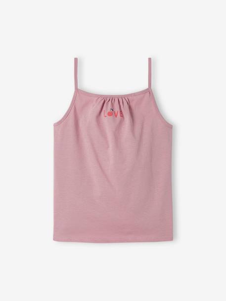 Lot de 3 débardeurs fille à fines bretelles écru+framboise+vert sauge - vertbaudet enfant 