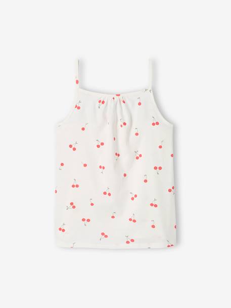 Lot de 3 débardeurs fille à fines bretelles écru+framboise+vert sauge - vertbaudet enfant 