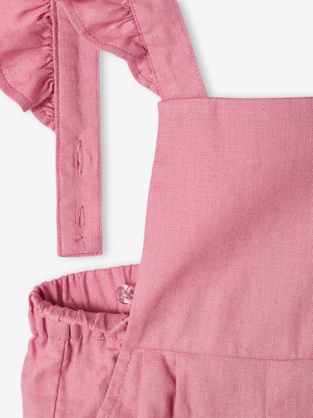 Tuinbroek voor baby's van linnen en katoen rozen - vertbaudet enfant 