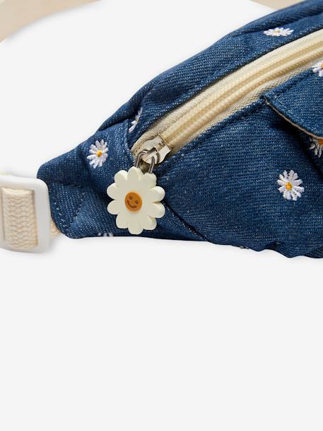 Geborduurd denim heuptasje voor meisjes jeansblauw - vertbaudet enfant 