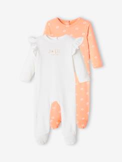 Baby-Pyjama,  overpyjama-Set van 2 bloemen slaappakjes van jersey meisjesbaby