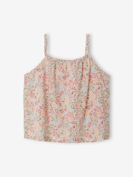 Blouse à fines bretelles motifs exotiques fille écru - vertbaudet enfant 