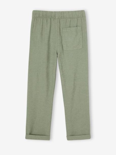 Pantalon garçon coton/lin léger noisette+vert sauge - vertbaudet enfant 